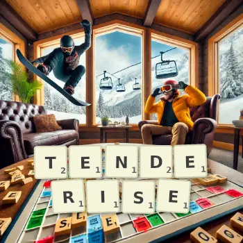 Creative illustration for a Scrabble game with the word TENDERISE spelled out in tiles on the board.