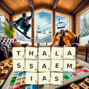 Creative illustration for a Scrabble game with the word THALASSAEMIAS spelled out in tiles on the board.