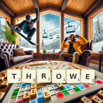 Creative illustration for a Scrabble game with the word THROWE spelled out in tiles on the board.