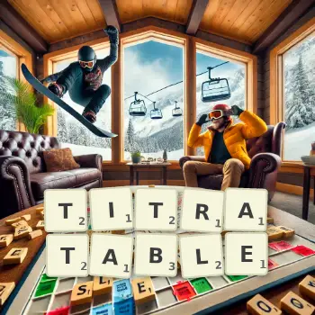 Creative illustration for a Scrabble game with the word TITRATABLE spelled out in tiles on the board.