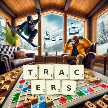 Creative illustration for a Scrabble game with the word TRACERS spelled out in tiles on the board.