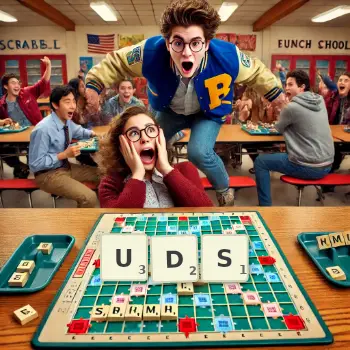 Creative illustration for a Scrabble game with the word UDS spelled out in tiles on the board.