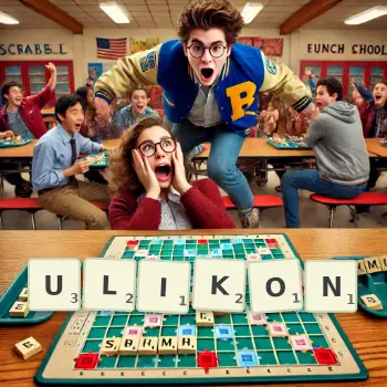 Creative illustration for a Scrabble game with the word ULIKON spelled out in tiles on the board.