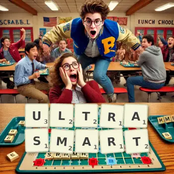 Creative illustration for a Scrabble game with the word ULTRASMART spelled out in tiles on the board.