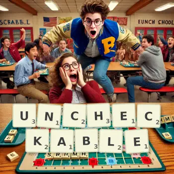 Creative illustration for a Scrabble game with the word UNCHECKABLE spelled out in tiles on the board.