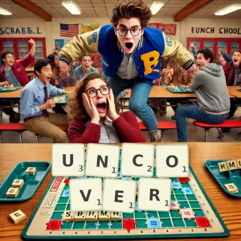 Creative illustration for a Scrabble game with the word UNCOVER spelled out in tiles on the board.