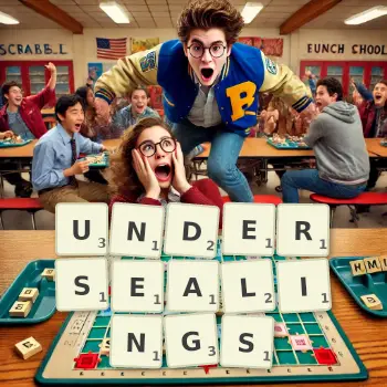 Creative illustration for a Scrabble game with the word UNDERSEALINGS spelled out in tiles on the board.