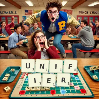 Creative illustration for a Scrabble game with the word UNIFIER spelled out in tiles on the board.