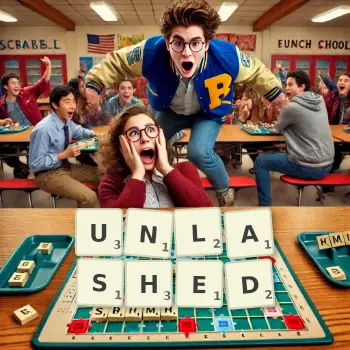 Creative illustration for a Scrabble game with the word UNLASHED spelled out in tiles on the board.