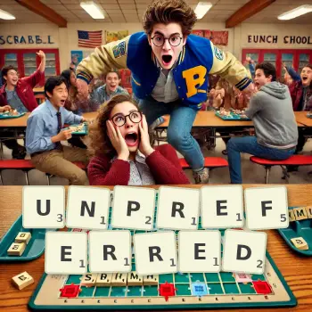 Creative illustration for a Scrabble game with the word UNPREFERRED spelled out in tiles on the board.