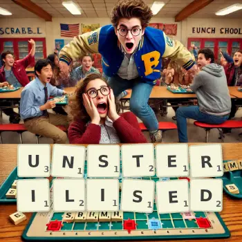 Creative illustration for a Scrabble game with the word UNSTERILISED spelled out in tiles on the board.