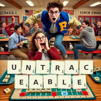 Creative illustration for a Scrabble game with the word UNTRACEABLE spelled out in tiles on the board.