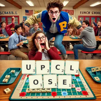 Creative illustration for a Scrabble game with the word UPCLOSE spelled out in tiles on the board.