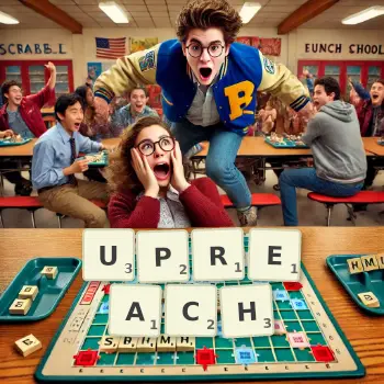 Creative illustration for a Scrabble game with the word UPREACH spelled out in tiles on the board.