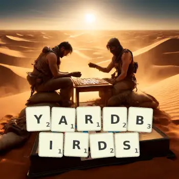 Creative illustration for a Scrabble game with the word YARDBIRDS spelled out in tiles on the board.