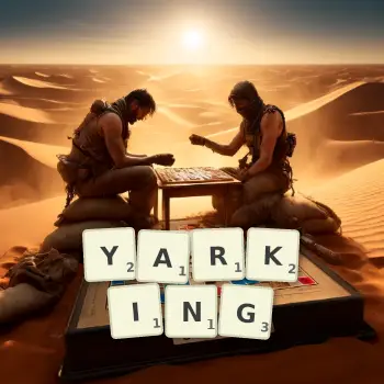 Creative illustration for a Scrabble game with the word YARKING spelled out in tiles on the board.