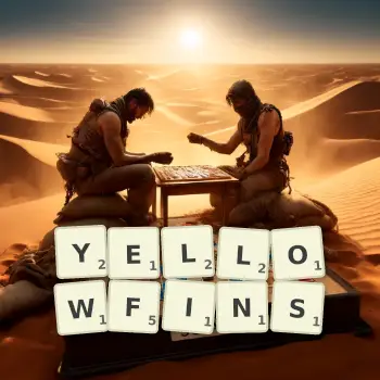 Creative illustration for a Scrabble game with the word YELLOWFINS spelled out in tiles on the board.